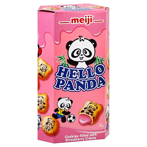 meiji Hello Panda Cookies Filled With Strawberry Creme, 2.1 oz (Japan)