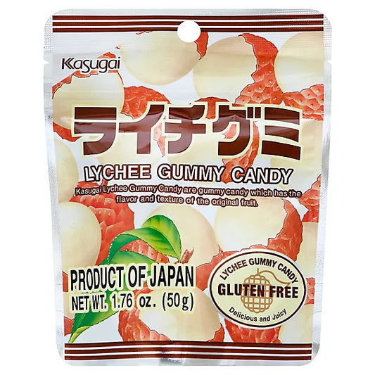 Kasugai Lychee Gummy Candy, 1.76 oz (Japan)