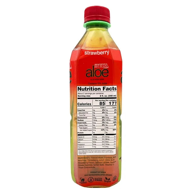 Iberia Strawberry Aloe Vera Drink, 16.9 oz (Taiwan)