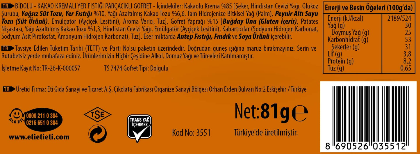 ETI Bidolu Cacao Cream Wafer (Turkey)