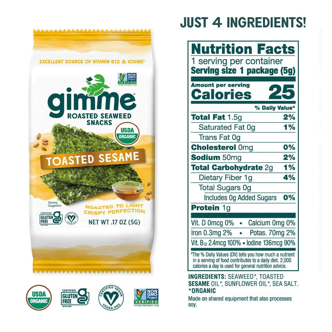 gimme Toasted Sesame Seaweed Snacks, .35oz (Korea)