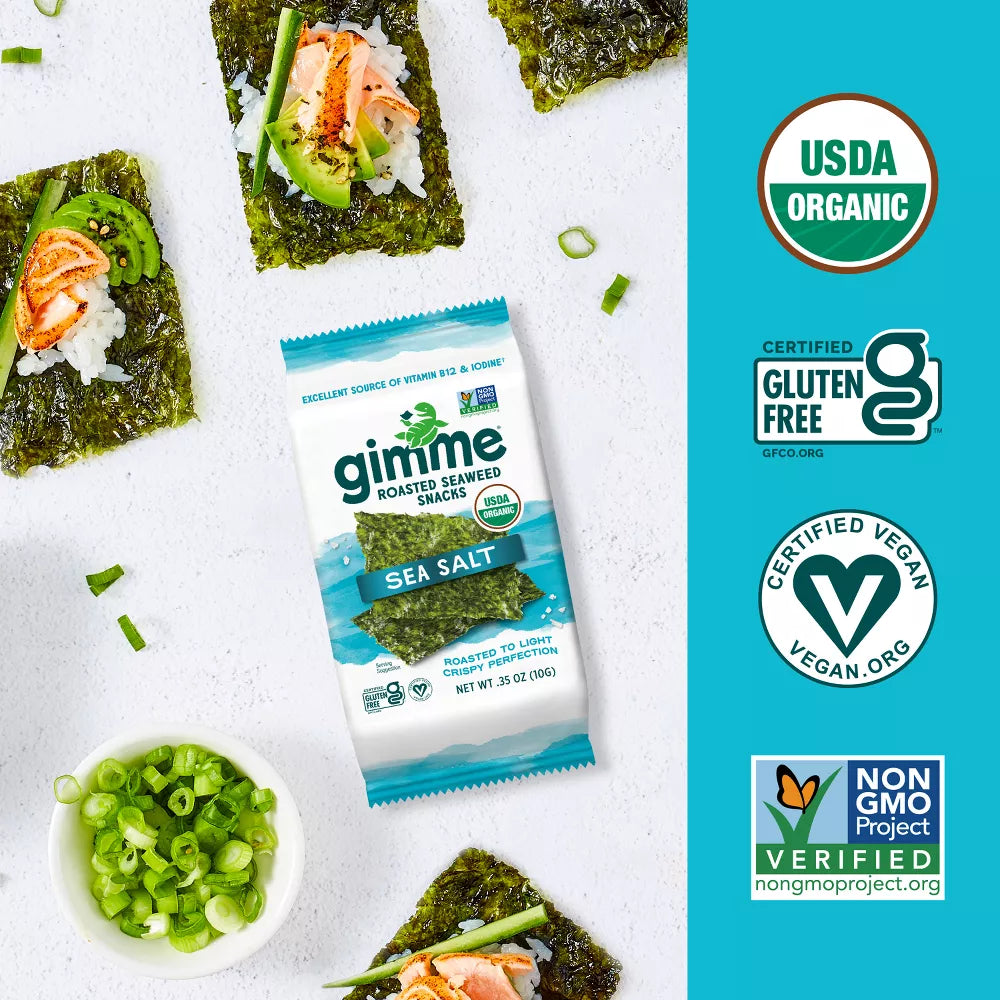 gimme Organic Roasted Seaweed Snack Sea Salt, .35oz (Korea)