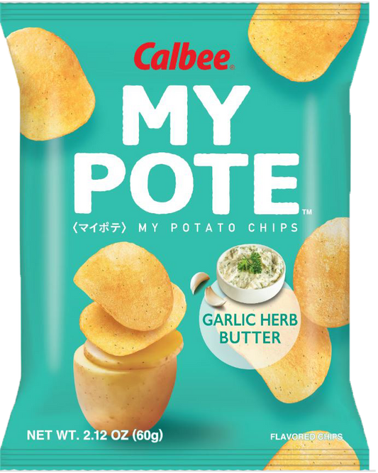Calbee Potato chips, Garlic Herb butter (Japan)