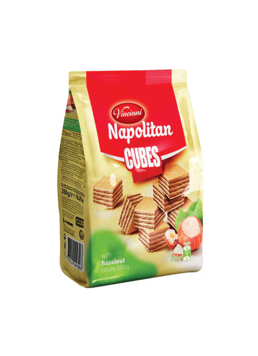 Vincinni Napolitan Hazelnut Cubes Cream Filling - 8.8oz Bags x 12 pack (Macedonia)