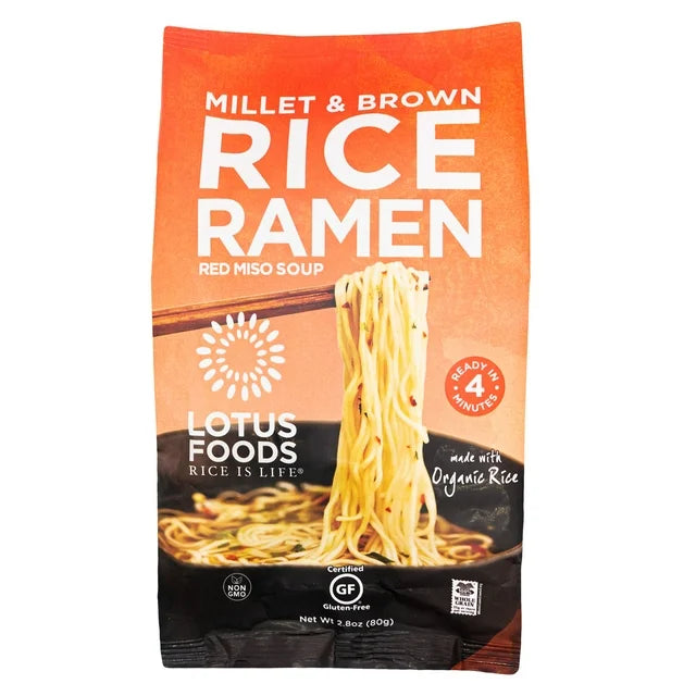 Lotus Foods Organic Millet & Brown Rice Ramen With Miso Soup, 2.8 oz (China)