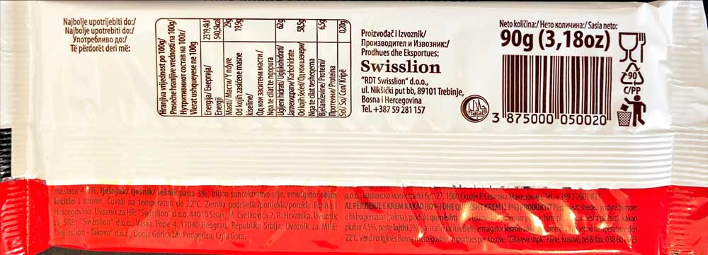 Takovo Eurocrem Blok - 3.5oz Bars x 40 pack (Serbia)