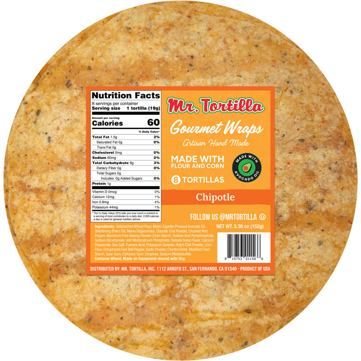 Mr. Tortilla Gourmet Wrap - Artisan Flour Tortillas