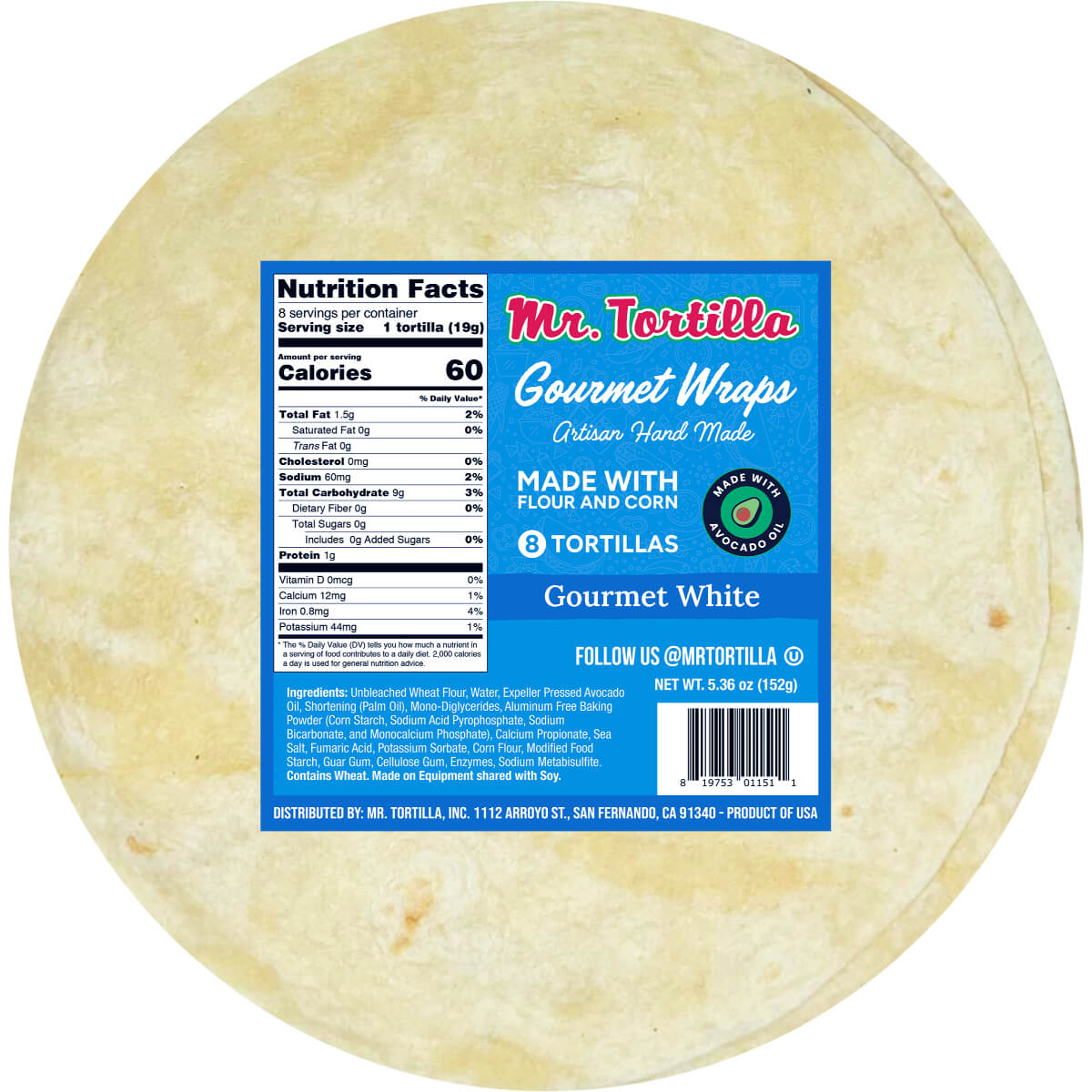 Mr. Tortilla Gourmet Wrap - Artisan Flour Tortillas