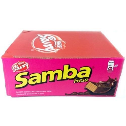 Samba Wafer Cookie, Chocolate, Strawberry (Brazil)